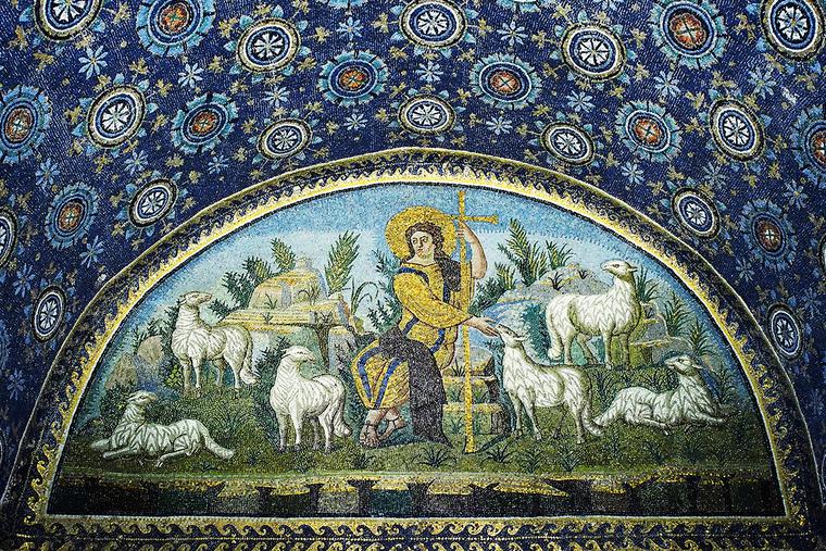 “The Good Shepherd” mosaic, 5th century, Mausoleum of Galla Placidia, Ravenna, Italy. “The Good Shepherd” mosaic, 5th century, Mausoleum of Galla Placidia, Ravenna, Italy.
