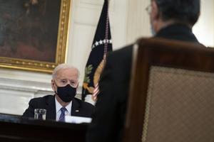 Health and Human Services Secretary Xavier Becerra listens as President Joe Biden speaks about the southern border during a meeting in the State Dining Room of the White House March 24 in Washington. Health and Human Services Secretary Xavier Becerra listens as President Joe Biden speaks about the southern border during a meeting in the State Dining Room of the White House March 24 in Washington.