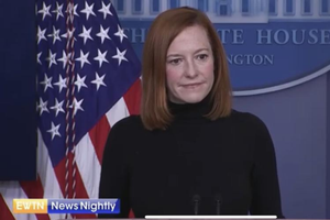 White House press secretary listens to a question from EWTN News Nightly's Owen Jensen during a White House press briefing. White House press secretary listens to a question from EWTN News Nightly's Owen Jensen during a White House press briefing.