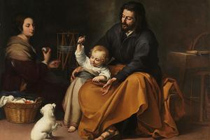 Holy Family with bird (1650). Holy Family with bird (1650).