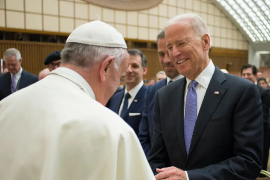 Pope Francis greets then-U.S. Vice President Joe Biden at the Vatican in this April 29, 2016. Pope Francis greets then-U.S. Vice President Joe Biden at the Vatican in this April 29, 2016.