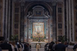 Prayer of the Rosary to invoke an end to the pandemic.at St Peter's Basilica in Gregorian Chapel.