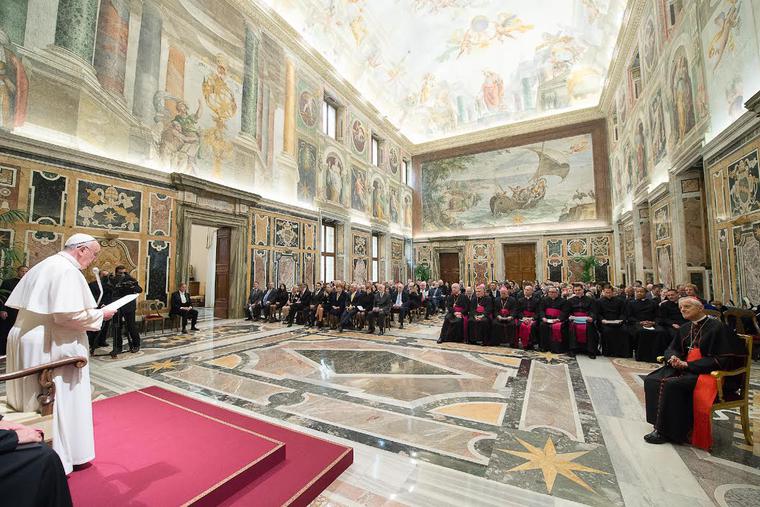 Pope Francis meets with members of the Papal Foundation in Vatican City on April 17, 2015. The Papal Foundation began in 1988 as an endowment to strengthen the Holy Father’s ability to fulfill the mission of Saint Peter. Pope Francis meets with members of the Papal Foundation in Vatican City on April 17, 2015. The Papal Foundation began in 1988 as an endowment to strengthen the Holy Father’s ability to fulfill the mission of Saint Peter.