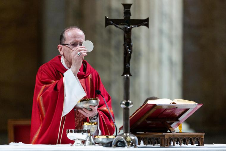Archbishop Thomas Olmsted of Phoenix celebrated Mass with members of the United States Conference of Catholic Bishops' Region XIII who gathered at the Basilica of St. Paul Outside the Walls on Feb. 12, 2020, during their ad Limina Apostolorum visit. Archbishop Thomas Olmsted of Phoenix celebrated Mass with members of the United States Conference of Catholic Bishops' Region XIII who gathered at the Basilica of St. Paul Outside the Walls on Feb. 12, 2020, during their ad Limina Apostolorum visit.