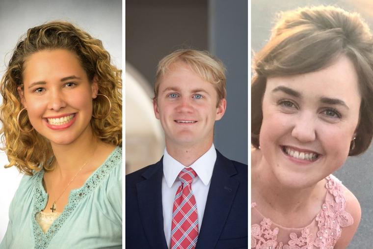 L to R: Catholic seniors Maggie Peter, a communication arts major at Franciscan University of Steubenville; Patrick Caughron, of Thomas Aquinas College in California; and Bridget Duffy, an English language and literature major at Christendom College in Front Royal, Virginia; and others reflect on the past year and what they’ve learned. L to R: Catholic seniors Maggie Peter, a communication arts major at Franciscan University of Steubenville; Patrick Caughron, of Thomas Aquinas College in California; and Bridget Duffy, an English language and literature major at Christendom College in Front Royal, Virginia; and others reflect on the past year and what they’ve learned.