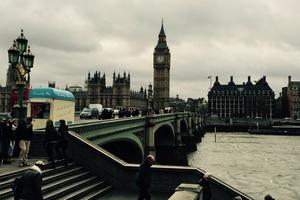 The streets of London with Big Ben in the background. The streets of London with Big Ben in the background.