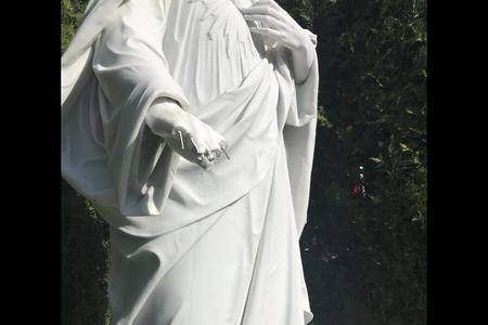 Close-up of the hand of Jesus on a statute vandalized at St. Thomas More Catholic Church in Narragansett, R.I. Close-up of the hand of Jesus on a statute vandalized at St. Thomas More Catholic Church in Narragansett, R.I.