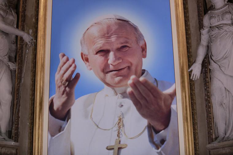 The Shrine of Mercy in Rome includes an image of Pope St. John Paul II. He was born on May 18, 1920. The Shrine of Mercy in Rome includes an image of Pope St. John Paul II. He was born on May 18, 1920.