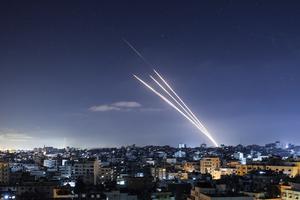 Rockets are launched toward Israel from Gaza City, controlled by the Palestinian Hamas movement, on May 18. Heavy airstrikes and rocket fire in the Israel-Gaza conflict claimed more lives on both sides. Rockets are launched toward Israel from Gaza City, controlled by the Palestinian Hamas movement, on May 18. Heavy airstrikes and rocket fire in the Israel-Gaza conflict claimed more lives on both sides.