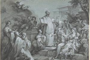 St. Ignatius of Loyola is shown preaching in this Johann Wolfgang Baumgartner painting. St. Ignatius of Loyola is shown preaching in this Johann Wolfgang Baumgartner painting.