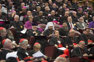 Cardinals and bishops inside the Synod hall during meetings on the Synod on the Family in Vatican City on October 21, 2015. Cardinals and bishops inside the Synod hall during meetings on the Synod on the Family in Vatican City on October 21, 2015.