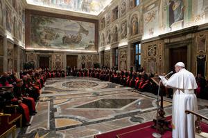 December 21, 2019: Pope Francis received in audience the Cardinals and the Superiors of the Roman Curia for Christmas greetings, Dec. 21, 2019. December 21, 2019: Pope Francis received in audience the Cardinals and the Superiors of the Roman Curia for Christmas greetings, Dec. 21, 2019.