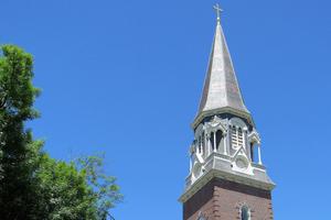 The spire of St. Michael’s Cathedral is seen in Springfield, Massachusetts. The spire of St. Michael’s Cathedral is seen in Springfield, Massachusetts.