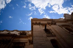 A view of St. Peter’s Basilica shows the façade and the sky. A view of St. Peter’s Basilica shows the façade and the sky.