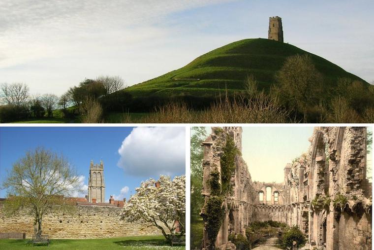 During the Middles Ages, the shrine at Glastonbury attracted many pilgrims. Since the late 16th century, Glastonbury waned. The town’s hill and the abbey’s ruins are seen above in new and circa 1900 images. During the Middles Ages, the shrine at Glastonbury attracted many pilgrims. Since the late 16th century, Glastonbury waned. The town’s hill and the abbey’s ruins are seen above in new and circa 1900 images.