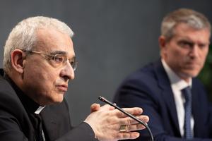 Archbishop Filippo Iannone, president of the Pontifical Council for Legislative Texts, speaks during a Vatican press conference June 1, 2021. Archbishop Filippo Iannone, president of the Pontifical Council for Legislative Texts, speaks during a Vatican press conference June 1, 2021.