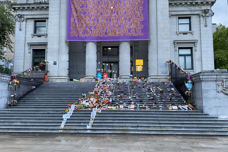 The community memorial at the Vancouver Art Gallery erected June 6, 2021. The community memorial at the Vancouver Art Gallery erected June 6, 2021.