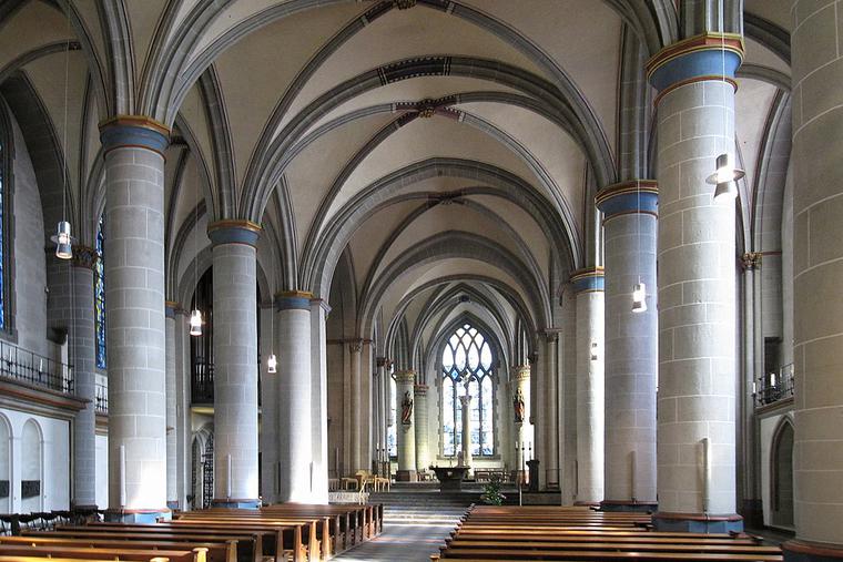 Main nave inside Essen Cathedral, Germany. Main nave inside Essen Cathedral, Germany.