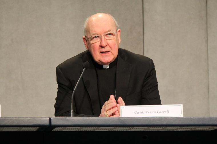 Cardinal Kevin Farrell, prefect of the Dicastery for the Laity, Family and Life, speaks at a press conference at the Holy See Press Office on January 25, 2018. Cardinal Kevin Farrell, prefect of the Dicastery for the Laity, Family and Life, speaks at a press conference at the Holy See Press Office on January 25, 2018.