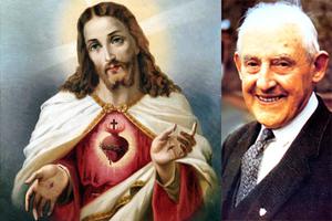 19th-century image of the Sacred Heart of Jesus (left) and Servant of God Frank Duff 19th-century image of the Sacred Heart of Jesus (left) and Servant of God Frank Duff