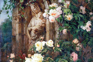Detail of ‘Our Lady of the Roses,’ by Simon Saint-Jean (1850). Detail of ‘Our Lady of the Roses,’ by Simon Saint-Jean (1850).
