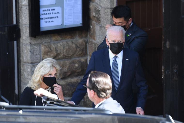 President Joe Biden and First Lady Jill Biden leave Mass in St Ives, Cornwall during the G7 summit on June 13, 2021. President Joe Biden and First Lady Jill Biden leave Mass in St Ives, Cornwall during the G7 summit on June 13, 2021.