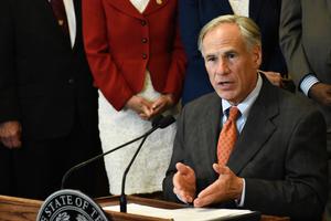 Texas Governor Greg Abbott holding a press conference. Texas Governor Greg Abbott holding a press conference.