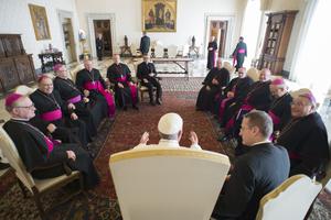 Pope Francis meets with Canadian bishops in Vatican City on March 16, 2017. The Canadian bishops will visit with the Holy Father again in December. Pope Francis meets with Canadian bishops in Vatican City on March 16, 2017. The Canadian bishops will visit with the Holy Father again in December.