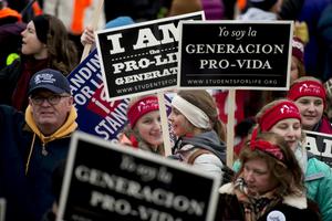 Pro-life marchers gather for the March for Life at the nation's capitol in Washington D.C. on the 43rd anniversary of Roe vs. Wade, January 22, 2016. Pro-life marchers gather for the March for Life at the nation's capitol in Washington D.C. on the 43rd anniversary of Roe vs. Wade, January 22, 2016.