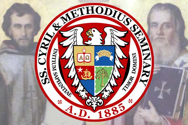 Background: Uroš Predić, “Saints Cyril and Methods,” 1912. Seal: SS. Cyril and Methodius Seminary. Background: Uroš Predić, “Saints Cyril and Methods,” 1912. Seal: SS. Cyril and Methodius Seminary.