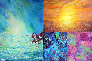 Selected works by Diana Durantel: clockwise from left, ‘Fountain of Light,’ ‘Light,’ ‘The Color of Spring’ and ‘Creation: Life Bloom’ Selected works by Diana Durantel: clockwise from left, ‘Fountain of Light,’ ‘Light,’ ‘The Color of Spring’ and ‘Creation: Life Bloom’