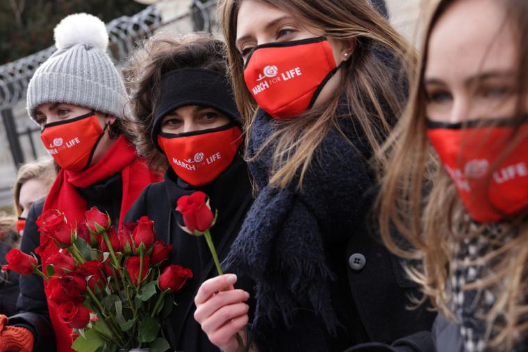 Pro-life activists participate in the 48th annual March for Life outside the U.S. Supreme Court January 29, 2021 in Washington, DC. Pro-life activists participate in the 48th annual March for Life outside the U.S. Supreme Court January 29, 2021 in Washington, DC.
