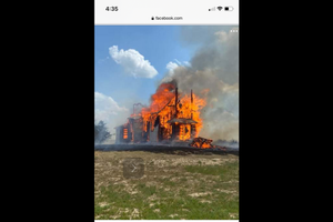 A former Polish Roman Catholic church in rural Saskatchewan was destroyed by fire Thursday.