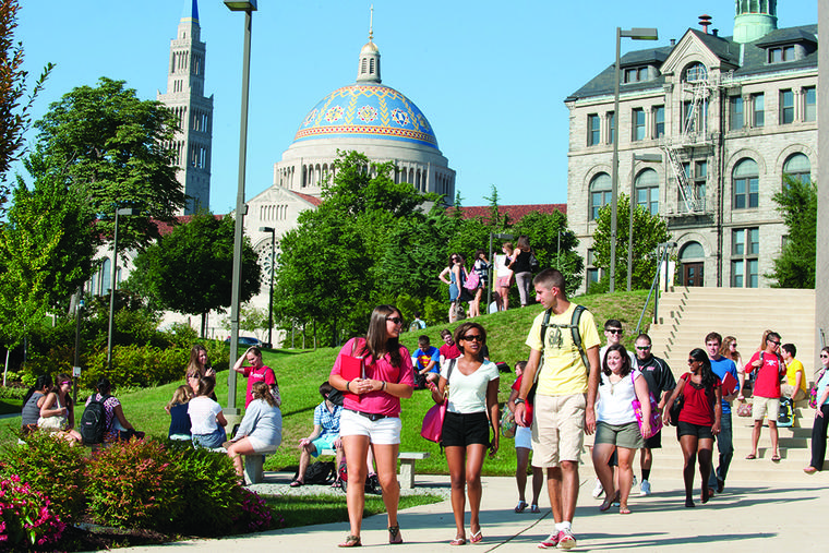 Students on campus of the Catholic University of America. Students on campus of the Catholic University of America.