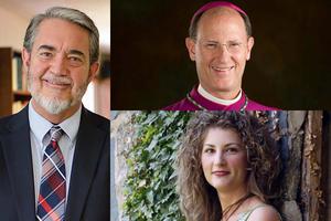 Clockwise from top right, Bishop James Conley of Lincoln, Nebraska, Scripture teacher Sonja Corbitt of Bible Study Evangelista, and Scott Hahn, longtime professor of biblical studies at Franciscan University of Steubenville and the president of the St. Paul Center for Biblical Theology, all credit their knowledge of the real presence of Christ in the Eucharist as key to their conversion to the Catholic Church. Clockwise from top right, Bishop James Conley of Lincoln, Nebraska, Scripture teacher Sonja Corbitt of Bible Study Evangelista, and Scott Hahn, longtime professor of biblical studies at Franciscan University of Steubenville and the president of the St. Paul Center for Biblical Theology, all credit their knowledge of the real presence of Christ in the Eucharist as key to their conversion to the Catholic Church.