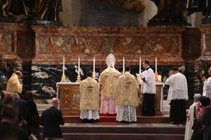 Summorum Pontificum Pilgrimage Mass with Cardinal Raymond Burke (center) in Rome on Oct. 25, 2014.