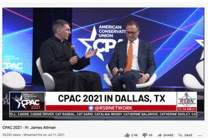 Father James Altman gave the welcome prayer at the CPAC 2021 convention July 11 in Dallas and is pictured here as a speaker on a panel on ‘Why Faith Matters’ with Dan Schneider of the American Conservative Union. Father James Altman gave the welcome prayer at the CPAC 2021 convention July 11 in Dallas and is pictured here as a speaker on a panel on ‘Why Faith Matters’ with Dan Schneider of the American Conservative Union.