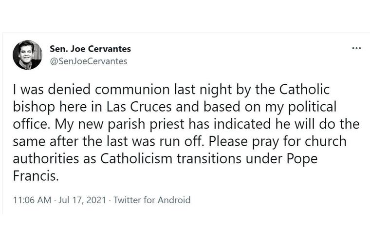 Sen. Joe Cervantes posted the above tweet on July 17. Sen. Joe Cervantes posted the above tweet on July 17.
