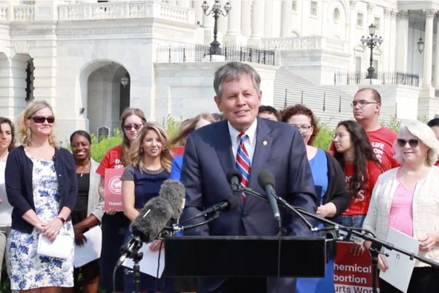 Sen. Steve Daines, R-Mont., at a July 21 news conference introducing the Protecting Life on College Campus Act of 2021 speaks outside the U.S. Capitol. Sen. Steve Daines, R-Mont., at a July 21 news conference introducing the Protecting Life on College Campus Act of 2021 speaks outside the U.S. Capitol.