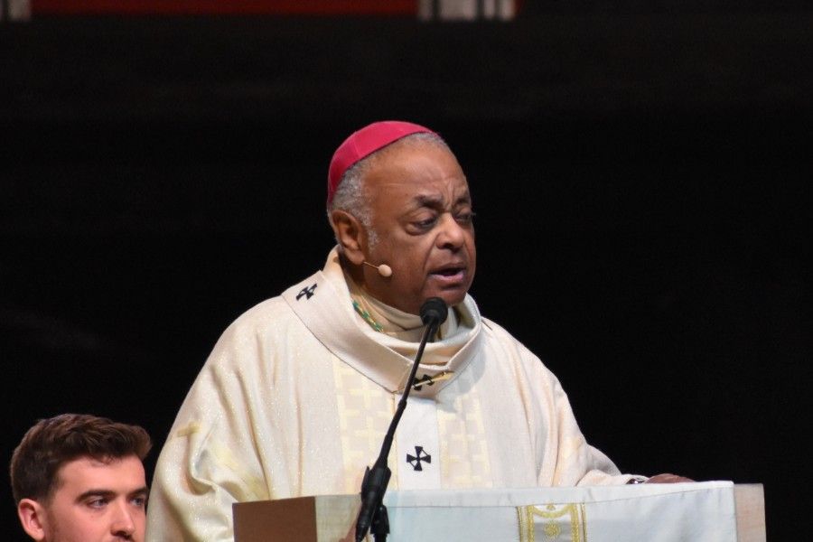 Cardinal Wilton Gregory at a Mass celebrated at the Capital One Arena before the 2020 March for Life. Cardinal Wilton Gregory at a Mass celebrated at the Capital One Arena before the 2020 March for Life.