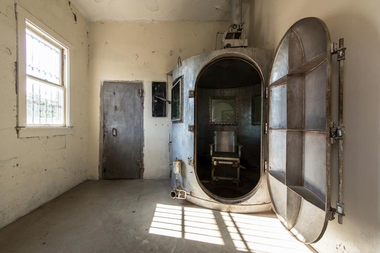 The gas chamber at the Wyoming Frontier Prison on July 18, 2012 in Rawlins, Wyoming The gas chamber at the Wyoming Frontier Prison on July 18, 2012 in Rawlins, Wyoming