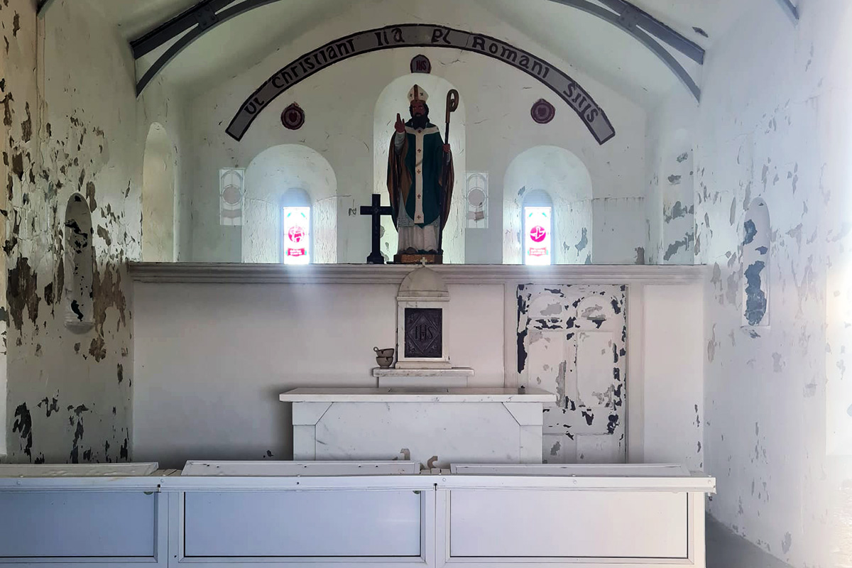 Inside the Oratory on the summit of Croagh Patrick