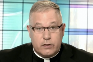 Monsignor Jeffrey Burrill speaking at the US Bishops Spring meeting in June, 2021. Monsignor Jeffrey Burrill speaking at the US Bishops Spring meeting in June, 2021.