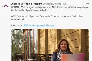 Lorie Smith wants to affirm her Christian values in her website design company, 303 Creative. Lorie Smith wants to affirm her Christian values in her website design company, 303 Creative.