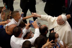Pope Francis’ general audience in the Paul VI Hall at the Vatican, Aug. 3, 2021. Pope Francis’ general audience in the Paul VI Hall at the Vatican, Aug. 3, 2021.