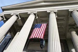 A 15-starred “Star-Spangled Banner” hangs on the facade of the historic Baltimore Basilica, the first cathedral built in the United States. A 15-starred “Star-Spangled Banner” hangs on the facade of the historic Baltimore Basilica, the first cathedral built in the United States.
