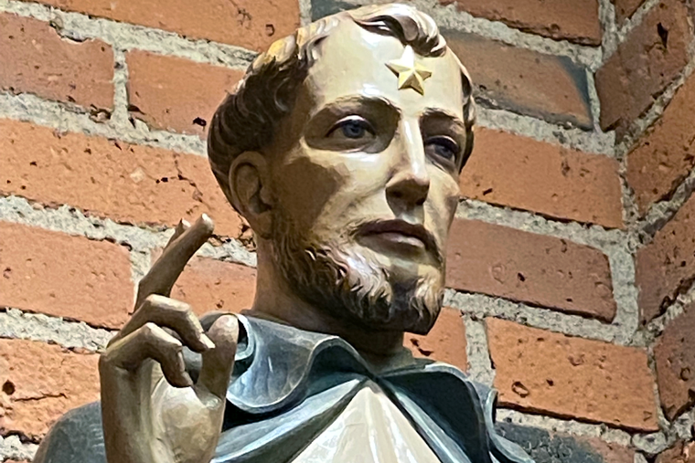 A statue of St. Dominic at Blessed Sacrament Church in Seattle A statue of St. Dominic at Blessed Sacrament Church in Seattle