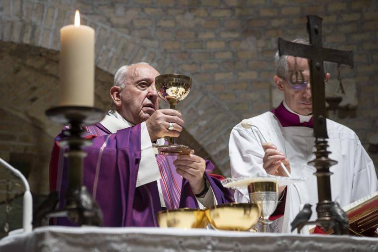 On All Souls Day, Pope Francis celebrated a Mass for the commemoration of all the faithful departed in the Catacombs of Priscilla on the Via Salaria in Rome, Nov. 2, 2019. On All Souls Day, Pope Francis celebrated a Mass for the commemoration of all the faithful departed in the Catacombs of Priscilla on the Via Salaria in Rome, Nov. 2, 2019.