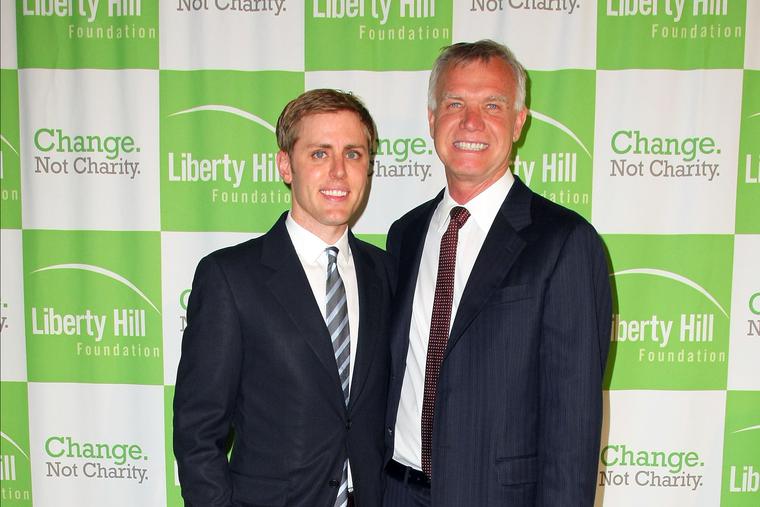 Upton Sinclair Honoree Tim Gill and and same-sex partner Scott Miller (L) arrive for the Liberty Hill Upton Sinclair Awards Dinner at The Beverly Hilton Hotel, May 11, 2011 in Beverly Hills, California. Upton Sinclair Honoree Tim Gill and and same-sex partner Scott Miller (L) arrive for the Liberty Hill Upton Sinclair Awards Dinner at The Beverly Hilton Hotel, May 11, 2011 in Beverly Hills, California.