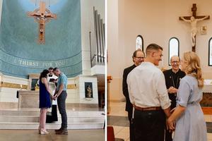 L to R: Kaitlynn Schenk and Jack McPherson recently participated in the rite of betrothal. Weston Boardman and Michaela Wuycheck have had their engagement blessed; they will be betrothed in November. L to R: Kaitlynn Schenk and Jack McPherson recently participated in the rite of betrothal. Weston Boardman and Michaela Wuycheck have had their engagement blessed; they will be betrothed in November.